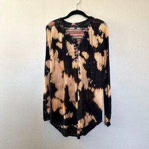 Lucky Brand Upcycled tie dye long sleeve knit tunic top - M